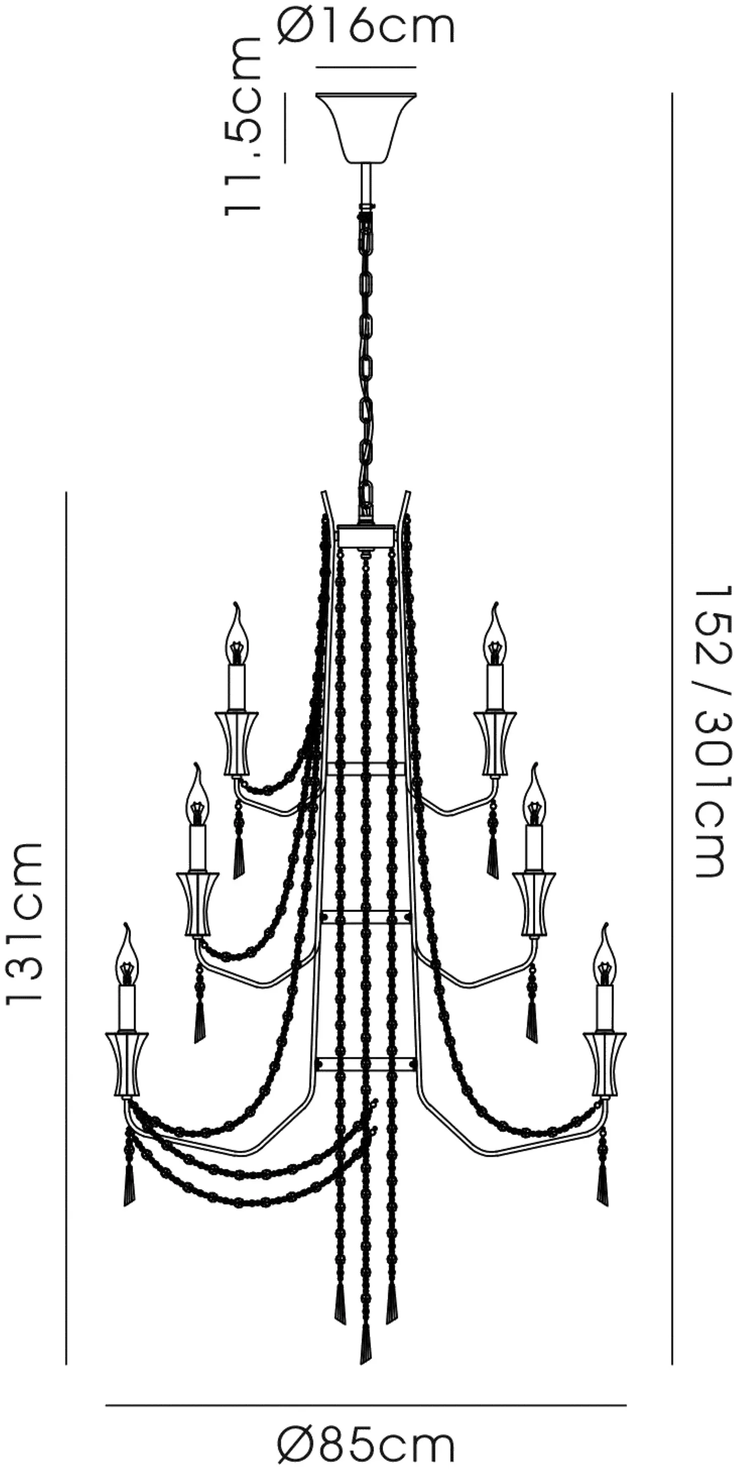 IL31745  Armand Pendant 6+3+3 Light (16.5kg) Polished Chrome
